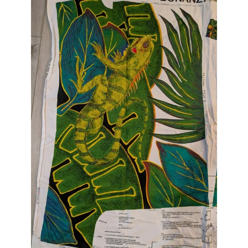 Boxer Bonanza Tropical Rainforest Jungle Princess Fabric Panel Toucan Iguana